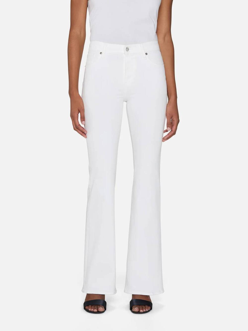 NEW FRAME the icon high rise flare jeans in white